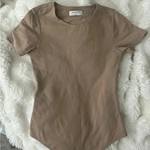 Aritzia Tops - Tan Aritzia Babaton t-shirt body suit in perfect condition